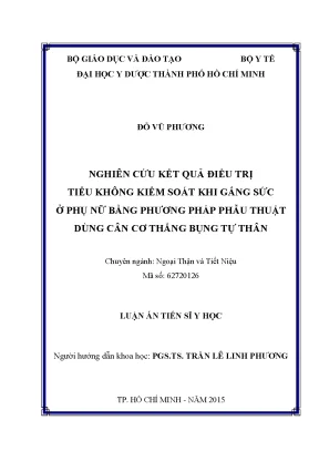 Phẫu Thuật Dùng Cân Cơ Tự Thân Điều Trị Tiểu Không Kiểm 