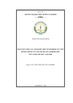 Chăm Sóc Bệnh Nhân Ung Thư Buồng Trứng Có Tăng Huyết Áp