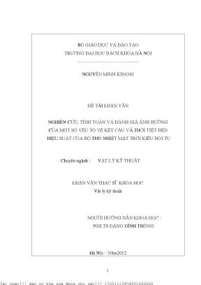 Nghiên Cứu Ảnh Hưởng Của Kết Cấu Và Thời Tiết Đến Hiệu
