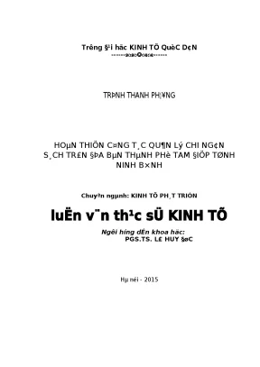 Hoàn thiện công tác quản lý chi ngân sách tại thành phố