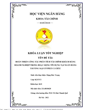 Cải Thiện Phân Tích Tài Chính Doanh Nghiệp Trong Hoạt
