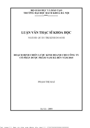 Chiến Lược Kinh Doanh Cho Công Ty Cổ Phần Dược Phẩm Nam