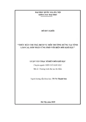 Thúc Đẩy Chi Trả Dịch Vụ Môi Trường Rừng Tại Lào Cai Để 