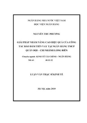 Giải Pháp Nâng Cao Hiệu Quả Bảo Đảm Tiền Vay Tại Ngân