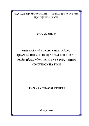 Giải Pháp Nâng Cao Quản Lý Rủi Ro Tín Dụng Tại Ngân Hàng