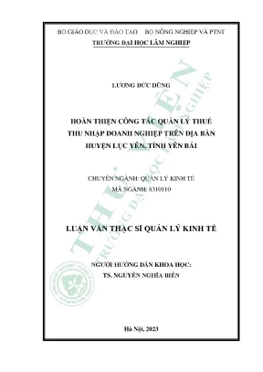 Cải Thiện Quản Lý Thuế Doanh Nghiệp Tại Huyện Lục Yên,
