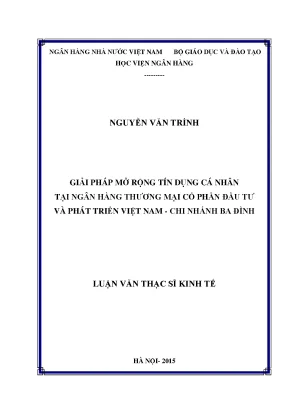 Giải Pháp Mở Rộng Tín Dụng Cá Nhân Tại Ngân Hàng Thương
