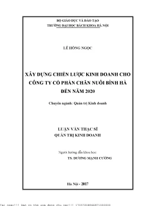 Chiến Lược Kinh Doanh Cho Công Ty Cổ Phần Chăn Nuôi Bình