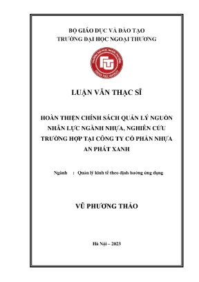 Hoàn thiện chính sách quản lý nguồn nhân lực ngành nhựa