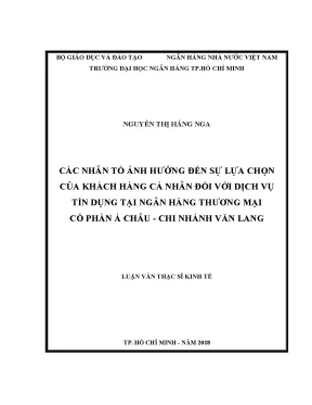 Những Nhân Tố Ảnh Hưởng Đến Lựa Chọn Dịch Vụ Tín Dụng