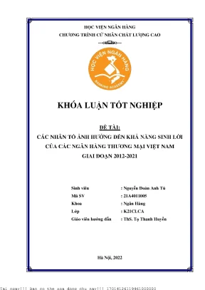 Nghiên Cứu Các Nhân Tố Ảnh Hưởng Đến Khả Năng Sinh Lời