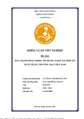 Đẩy Mạnh Tín Dụng Xanh Tại Ngân Hàng Thương Mại Việt Nam