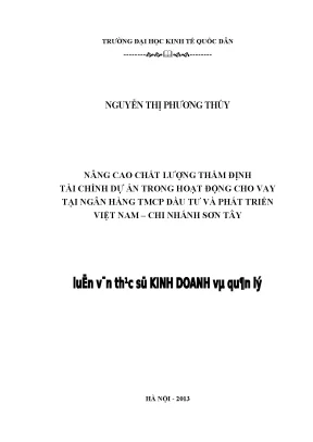 Nâng Cao Chất Lượng Thẩm Định Tài Chính Dự Án Tại Ngân