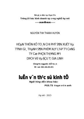 Kế Toán Chi Phí Sản Xuất và Tính Giá Thành Sản Phẩm Xây