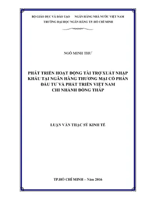 Phát Triển Tài Trợ Xuất Nhập Khẩu Tại Ngân Hàng TMCP Đầu