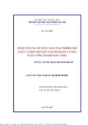 Giải Pháp Nâng Cao Chất Lượng Đội Ngũ Cán Bộ Quản Lý Sản 