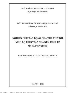 Nghiên Cứu Tác Động Của Thể Chế Đến Mức Độ Phức Tạp Của