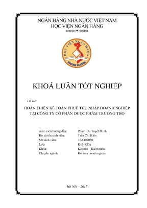 Hoàn thiện kế toán thuế thu nhập doanh nghiệp tại Công