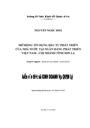 Mở Rộng Tín Dụng Đầu Tư Phát Triển Tại Ngân Hàng Phát