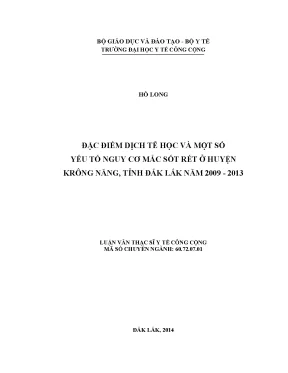 Đặc Điểm Dịch Tễ Học và Yếu Tố Nguy Cơ Mắc Sốt Rét Tại