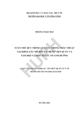 Tuân Thủ Quy Trình An Toàn Trong Phẫu Thuật Tại Bệnh 