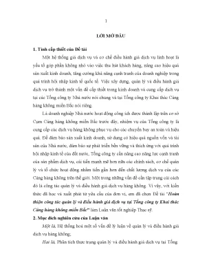 Hoàn thiện quản lý và điều hành giá dịch vụ hàng không