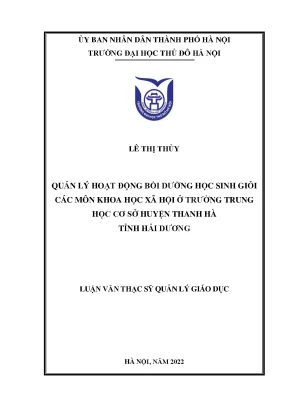 Quản Lý Hoạt Động Bồi Dưỡng Học Sinh Giỏi Các Môn Khoa 