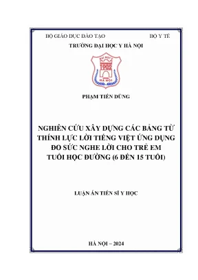 Nghiên Cứu Xây Dựng Bảng Từ Thính Lực Lời Tiếng Việt Cho
