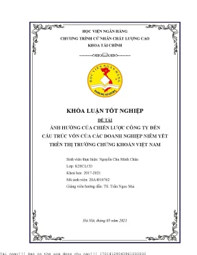 Ảnh Hưởng Của Chiến Lược Công Ty Đến Cấu Trúc Vốn Doanh