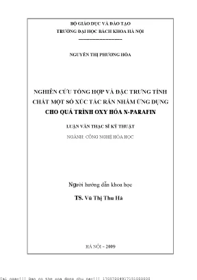 Nghiên Cứu Tính Chất và Ứng Dụng Xúc Tác Rắn Trong Quá