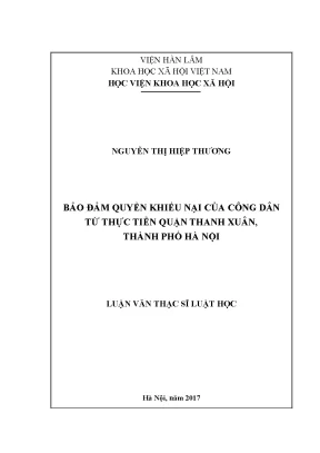Bảo Đảm Quyền Khiếu Nại Của Công Dân Tại Quận Thanh 