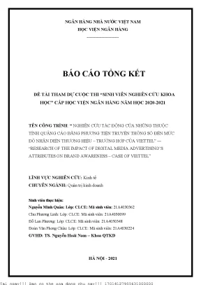 Nghiên Cứu Tác Động Của Quảng Cáo Truyền Thông Số Đến