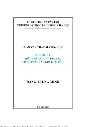 Nghiên cứu điều chế xúc tác Pt/Al2O3 tại Trường Đại học