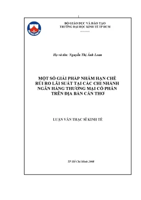 Giải Pháp Hạn Chế Rủi Ro Lãi Suất Tại Ngân Hàng Thương