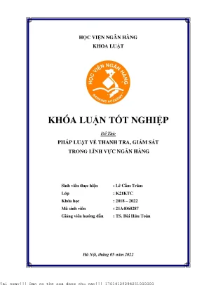 Pháp Luật Về Thanh Tra, Giám Sát Trong Ngành Ngân Hàng