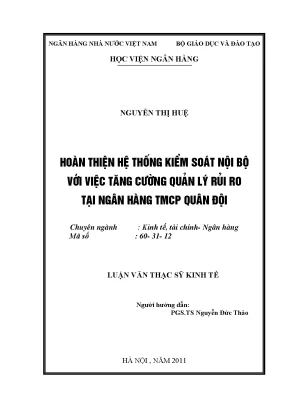 Hoàn thiện hệ thống kiểm soát nội bộ và quản lý rủi ro