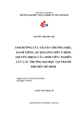Ảnh Hưởng Của Tài Sản Thương Hiệu Đến Ý Định Truyền