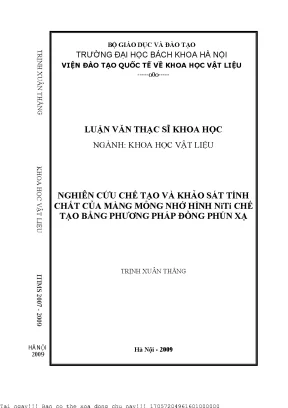 Nghiên Cứu Màng Mỏng Nhớ Hình NiTi: Tính Chất và Ứng Dụng