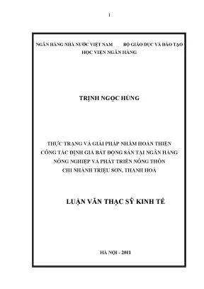 Giải Pháp Hoàn Thiện Định Giá Bất Động Sản Tại Ngân Hàng