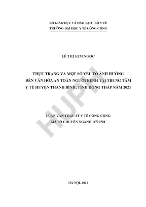 Văn Hóa An Toàn Người Bệnh Tại Trung Tâm Y Tế Huyện