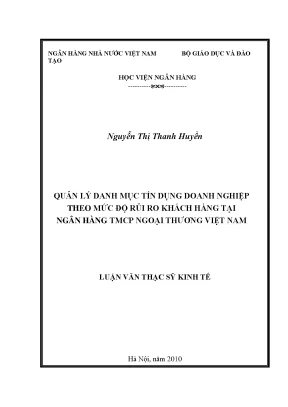 Quản Lý Danh Mục Tín Dụng Doanh Nghiệp Theo Mức Độ Rủi