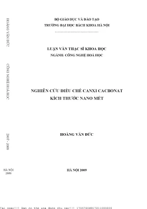 Nghiên Cứu Điều Chế Canxi Cacbonat Kích Thước Nano Mét