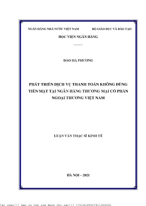 Phát Triển Dịch Vụ Thanh Toán Không Dùng Tiền Mặt Tại