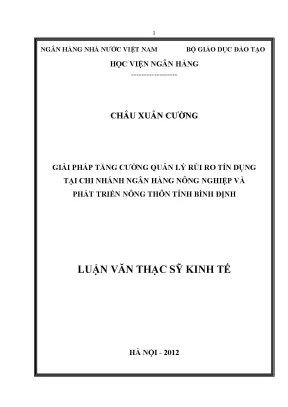 Giải Pháp Tăng Cường Quản Lý Rủi Ro Tín Dụng Tại Ngân