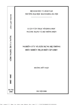 Nghiên Cứu Hệ Thống Điều Khiển Trạm Biến Áp 110kV Tại Hà Nội
