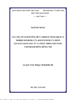 Các Yếu Tố Ảnh Hưởng Đến Ý Định Sử Dụng Dịch Vụ Mobile
