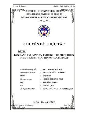 Giải Pháp Thúc Đẩy Bán Hàng Tại Công Ty TNHH Đầu Tư Phát