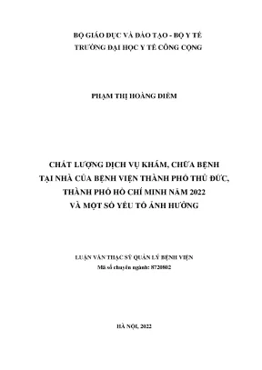 Chất lượng dịch vụ khám chữa bệnh tại nhà ở Bệnh viện