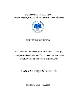 Khả Năng Tiếp Cận Tín Dụng Chính Thức Ở Nông Thôn Vĩnh