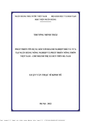 Phát Triển Tín Dụng Cho Doanh Nghiệp Nhỏ Và Vừa Tại Ngân
